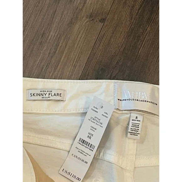 NWT White House Black Market White High-Rise Skinny Flare Jeans Size 8 - Picture 9 of 12
